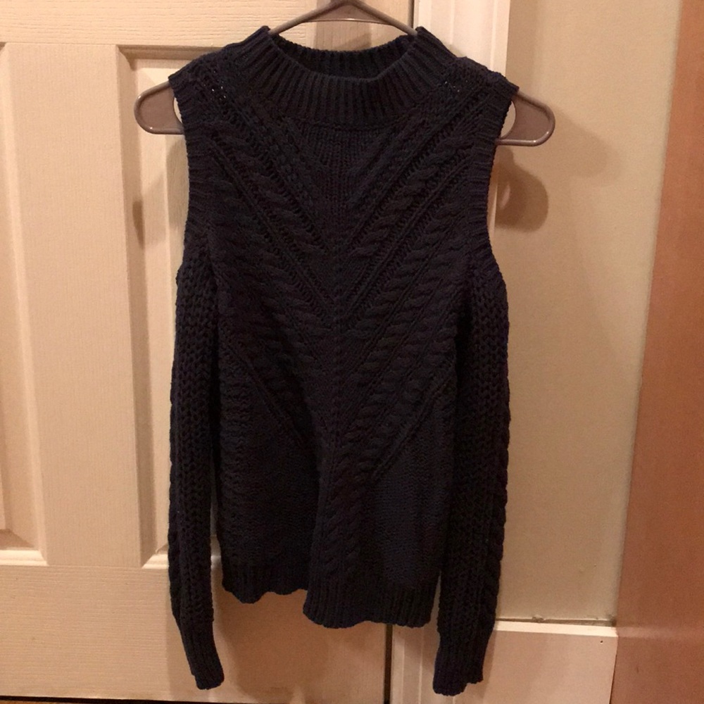 Aeropostale Navy Cold Shoulder Sweater